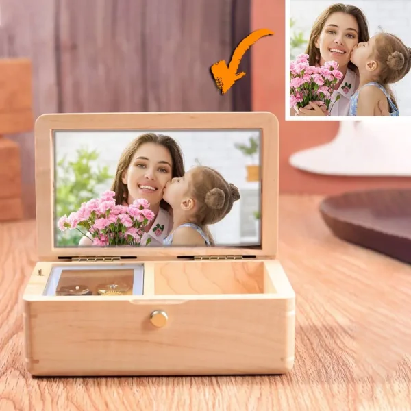 Personalized Wooden Music & Photo Jewelry Box - Unique Gift Idea