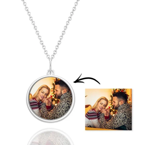 Custom Circle Photo Necklace: Perfect Personalized Gift for Couples