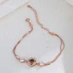 Personalized Bow Heart Projection Bracelet - Custom Jewelry Gift