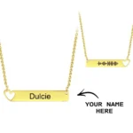 Personalized Hollow Heart Bar Necklace with Name & Music Code Engraving
