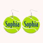 Custom Name Wooden Tennis Earrings - Unique Sport Jewelry Gift for Her