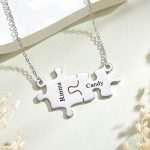 Custom Name Puzzle Necklace - Personalized Engraved Jewelry Gift for Her