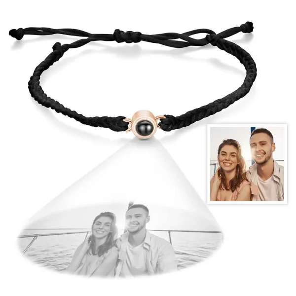 Custom Photo Projection Bracelet: Personalized Braided Jewelry Gift