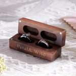Personalized Wooden Engagement Ring Box for Double Rings - Perfect for Proposals