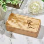 Custom Birth Flower Jewelry Box with Name - Perfect Gift for Her