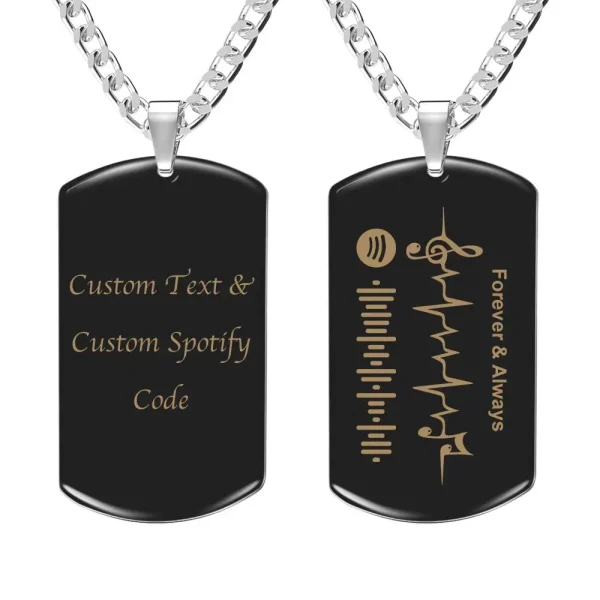 Custom Spotify Code Necklace - Unique Engraved Music Tag Jewelry Gift