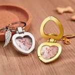 Personalized Pet Memorial Keychain with Angel Wing & Paw - Custom Photo Keepsake