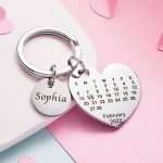 Personalized Heart Calendar Keychain: Unique Save The Date Gift