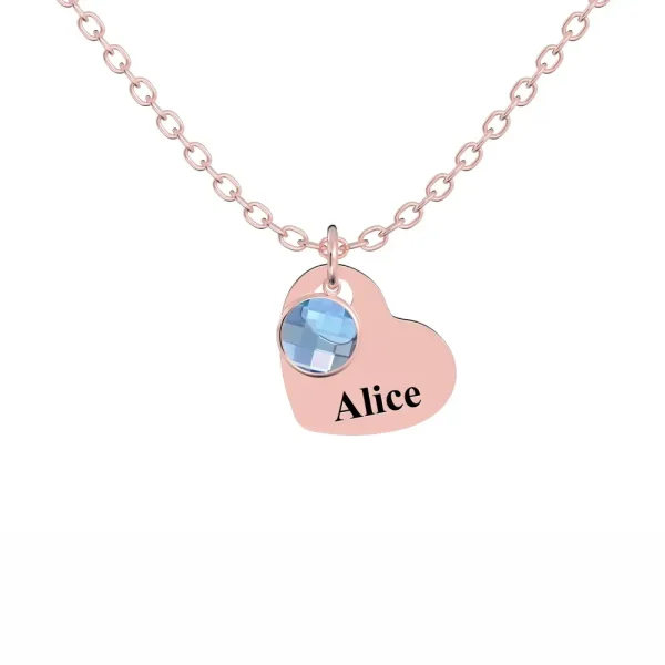 Personalized Heart Pendant Necklace with Birthstones - Custom Engraved Jewelry Gift