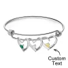 Personalized Heart-Shaped Birthstone Bracelet: Custom Engraved Elegant Jewelry Gift