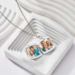 Personalized Photo Locket Necklace - Custom Engraved Memorial Pendant Gift for Her