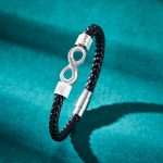 Personalized Infinity Leather Bracelet - Custom Engraved Gift for Boyfriend