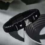 Personalized Leather Men's Bracelet: Custom Photo Engraved Gift for Father's Day