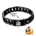 Personalized Photo Engraved Thick Chain Bracelet - Unique Punk Gift for Him
