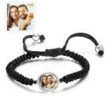 Personalized Photo Charm Bracelet for Him: Custom Woven Design