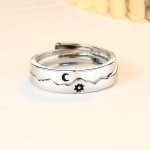 Sun and Moon Matching Promise Rings for Couples - Adjustable Gift for Lovers