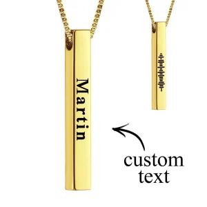 Personalized 3D Bar Necklace with Scannable Music Code & Engraved Text