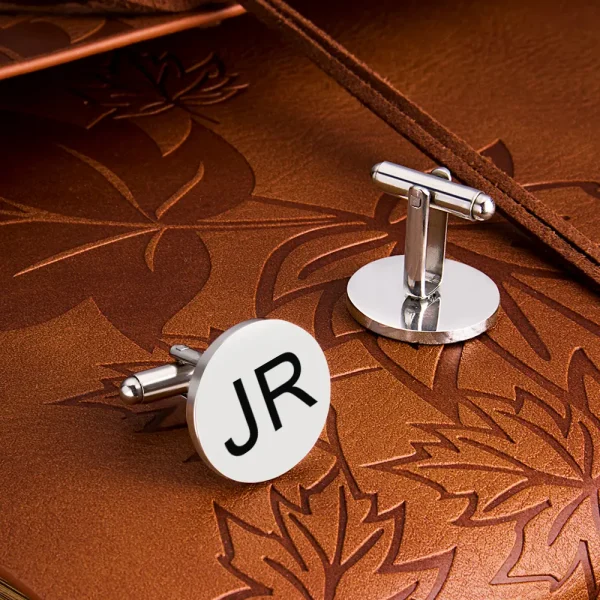 Custom Engraved Tie Clip & Cufflinks Set with Wooden Box - Perfect Groomsmen Wedding Gift