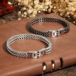 Custom Engraved Men's Interlocking Bracelet - Personalized Gift for Him