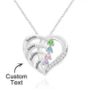 Personalized Heart Necklace with Birthstones and Engraved Names