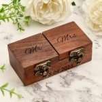 Personalized Wood Double Ring Box - Custom Ring Bearer Box for Weddings